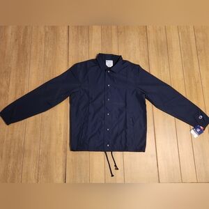 Champion Stadium Gear Men’s Hooded Windbreaker Jacket Navy Blue Full Zip Size S